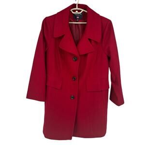 NEW London Fog Heavyweight Wool Blend Red Felt Button Front Coat Sz 2X
